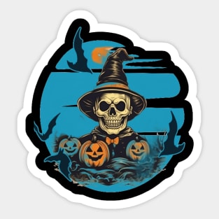 Monster Mash, Vintage Ghost Halloween, Monster, Retro Fall, Skeleton, Funny Skull, Happy Halloween Day Happy Halloween Party Gift Sticker